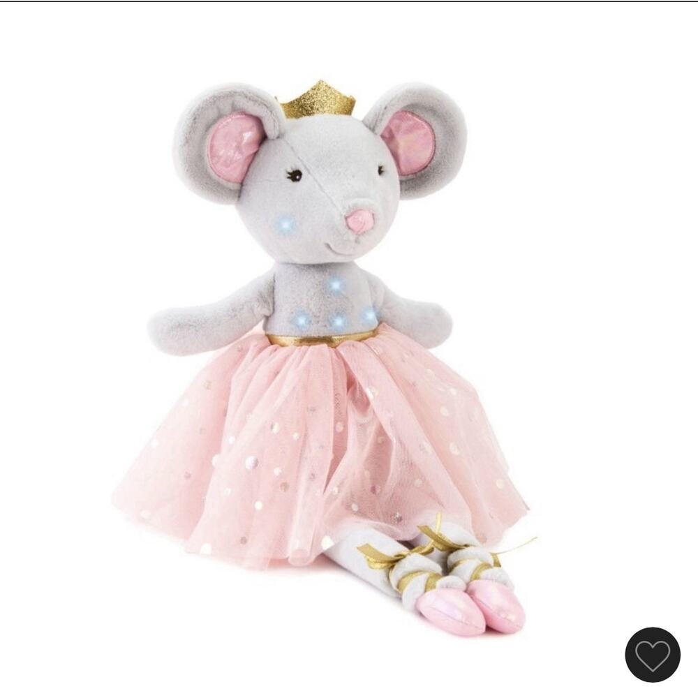 FAO Schwarz Glow Brights Musical Ballerina Mouse Nutcracker Plush Toy 21" Works